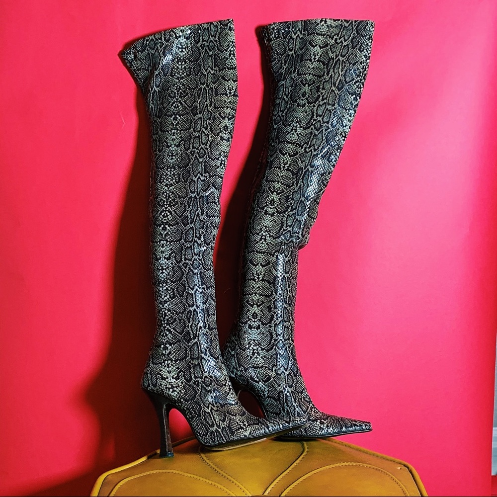 Vintage GUESS Snakeskin Over the Knee Boots
